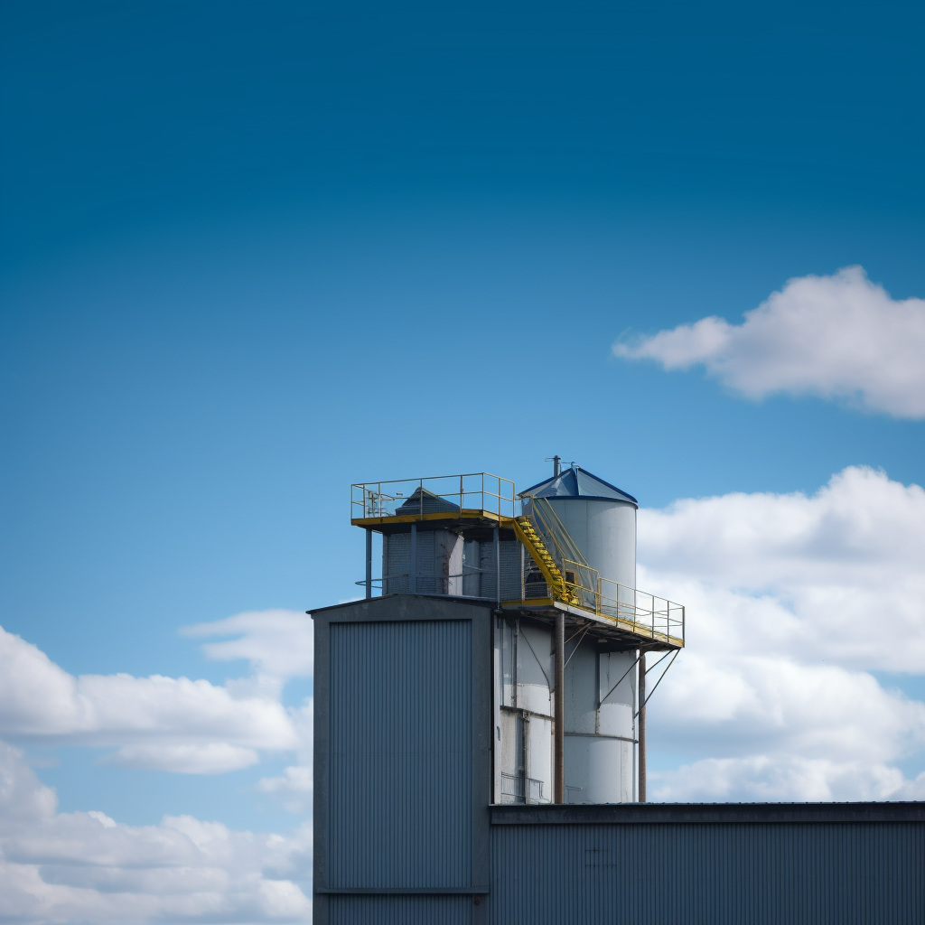 Um edifício industrial sob céu aberto